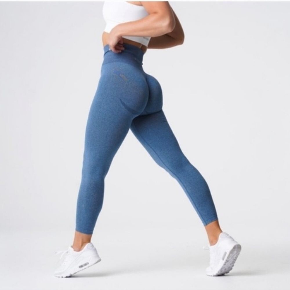nvgtn blue heather contour seamless leggings size M